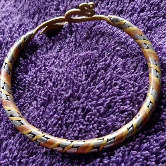 Egyptian Revival SS and Brass Tribal Bracelet - Picture 3 of 4